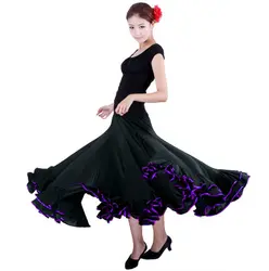 Новое прибытие Скидка черный женские конкурс Производительность Стандартный бального танца юбки платье для бальных танцев