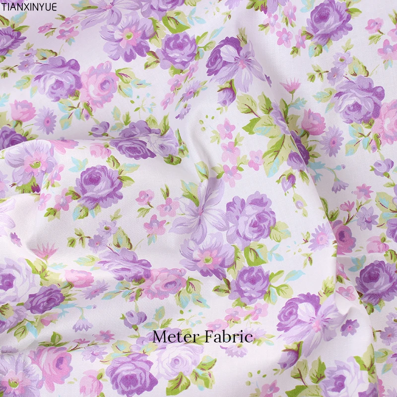 

Purple flower cotton fabric,Meter fabric diy handmade patchwork fabric cotton cloth home textile Free shipping