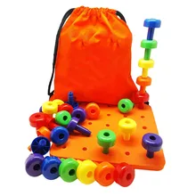 Peg Board Set-игрушки Монтессори для малышей и детей дошкольного возраста | 30 колышков для изучения цветов, сортировки подсчета
