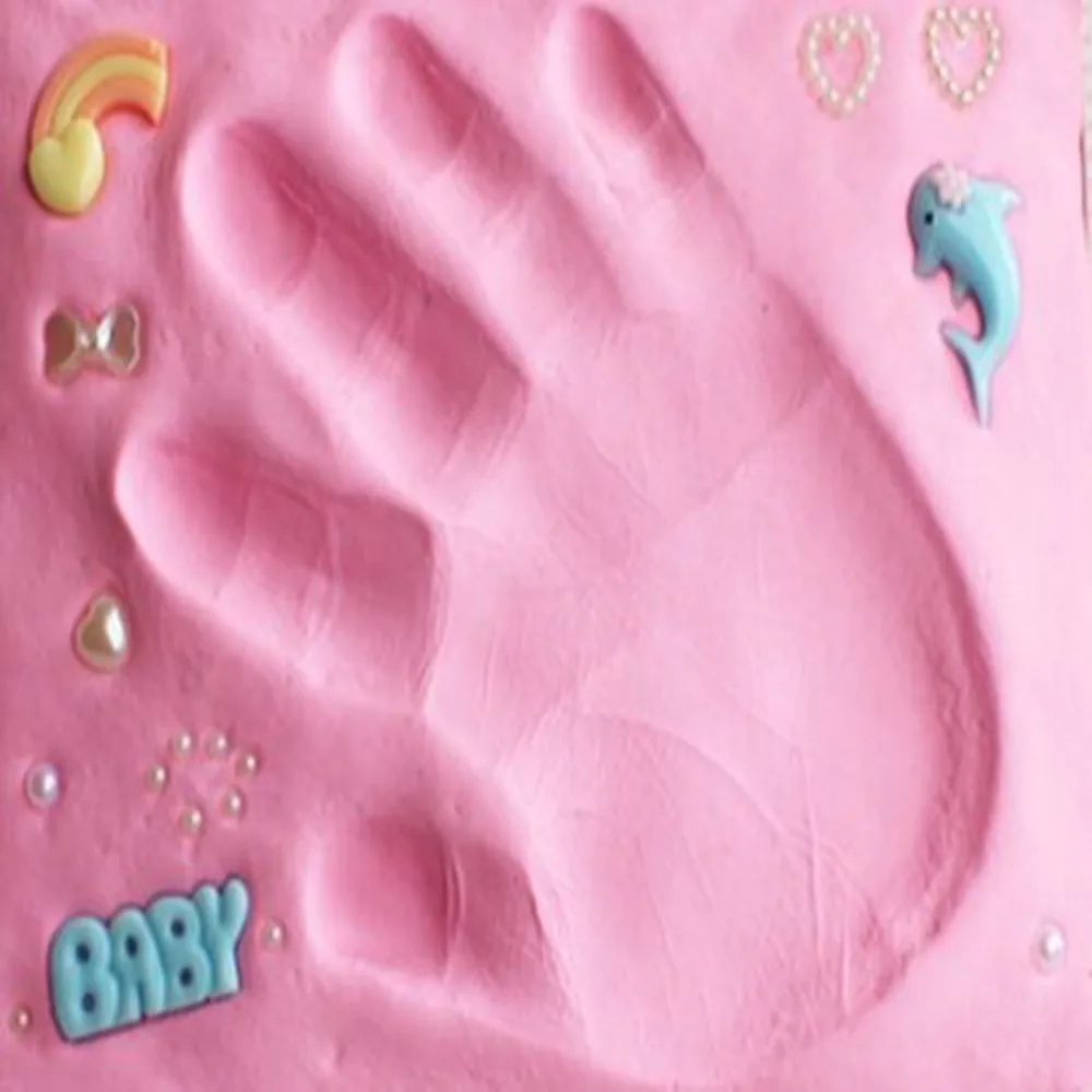 Taoqueen Baby Care Air Drying Soft Clay Baby Handprint Footprint Imprint Kit Casting Parent-child Hand Inkpad Fingerprint Hot