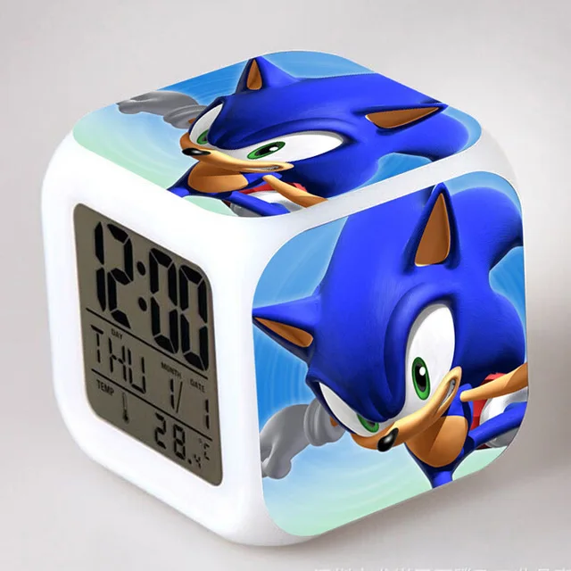 Sonic the Hedgehog светодиодный Будильник хвосты Miles Prower часы reloj despertador цифровые часы Dr. Robotnik horloge digitale Saat - Цвет: Коричневый