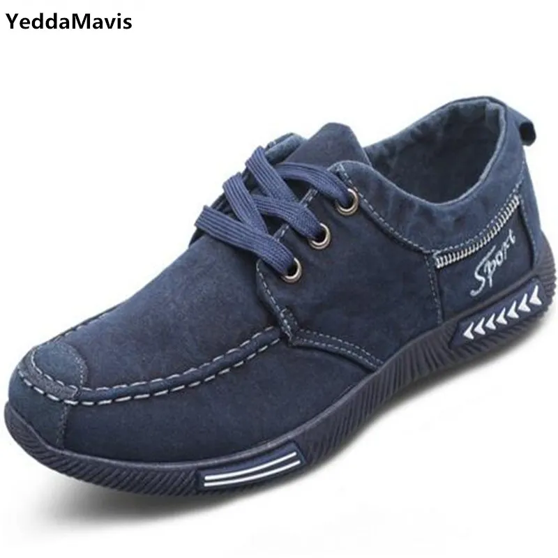 

YeddaMavis Canvas Shoes Men Shoes Denim Lace-Up Men Casual Shoes New 2019 Plimsolls Breathable Male Footwear Spring Autumn Shoe