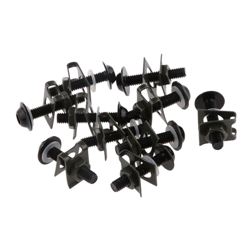 10X M6 Universal Motorcycle CNC Sportbike Fairing Spring Body Bolt Scooter Nuts Bolts Kit Screw Spire Speed Fastener Clip 