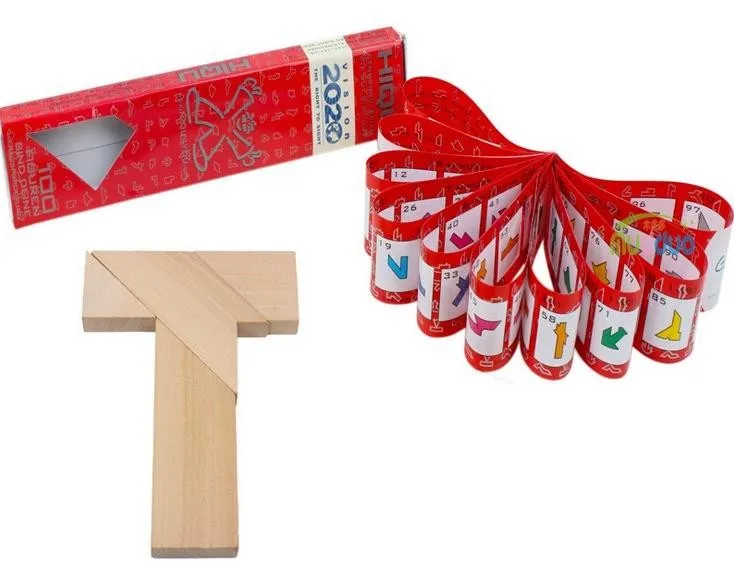 

T-shape Wooden Puzzle Tangram Logic Mind IQ Brain Teaser T Puzzles Game Toy for Children Adults