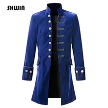 3XL мужской тонкий однобортный Длинный блейзер воротник стойка винтажная одежда лоскутные куртки плюс размер готический Блейзер masculino