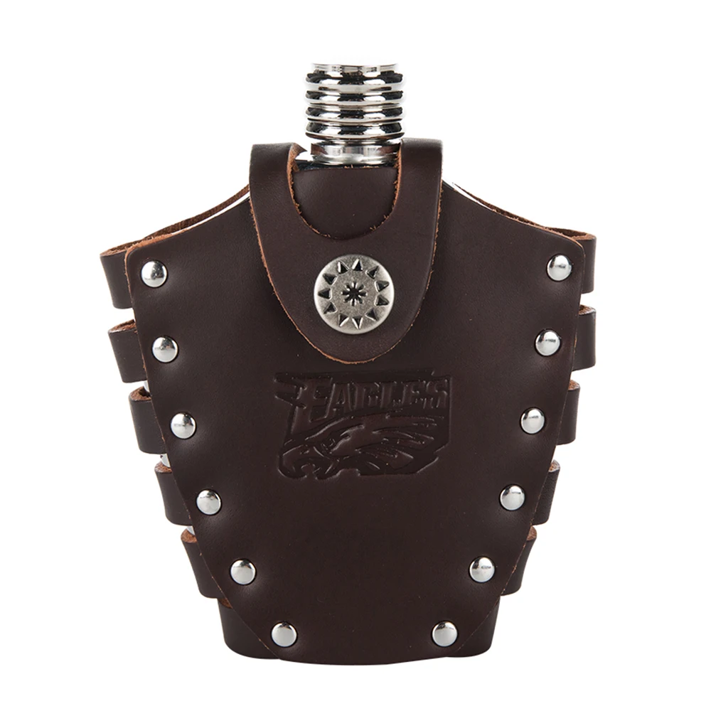 

304 Stainless Steel Hip Flasks Pocket Wine Bottle Water Pot Kettle Jug For Liquor 5 oz With Brown Leather Case Drinkware