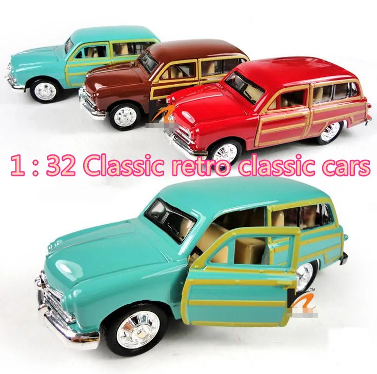 Classic toys! 1 36 metal retro classic cars pull back open door model