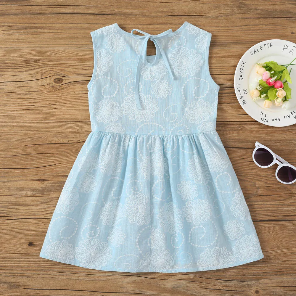 0 3 Years Old Light blue Toddler Kids Baby Girls Travel Dress Floral