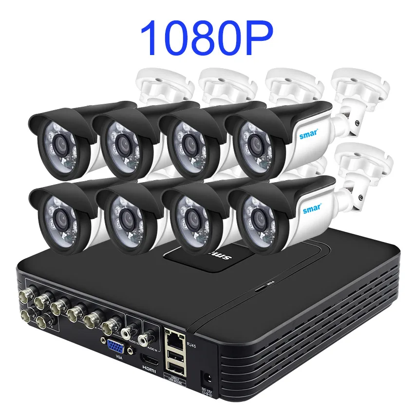 Sm8ch 1080N AHD DVR комплект 5 в 1 8 шт 720 P/1080 P наружная система видеонаблюдения IR камера безопасности система видеонаблюдения - Цвет: Белый