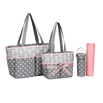 

39*28*17CM 5pcs Baby Diaper Bag Suits For Mom Baby Bottle Bag Mother Mummy Stroller Maternity Nappy Bags Sets