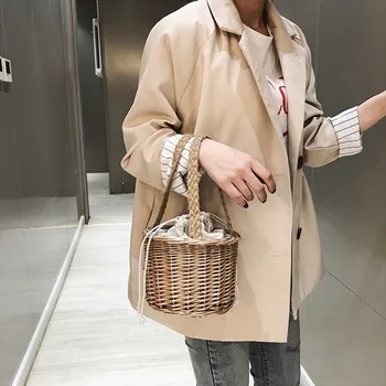 

BOHO Women Handbags Tote Bags Handbag Wicker Rattan Bag Shoulder Shopping Straw Bag Storage Basket Organizer