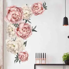 Peony Rose Bloemen Muursticker Art Nursery Decals Kinderkamer Home Decor Gift accessoires ramadan thuis slaapkamer Chinese stijl 3D(China)