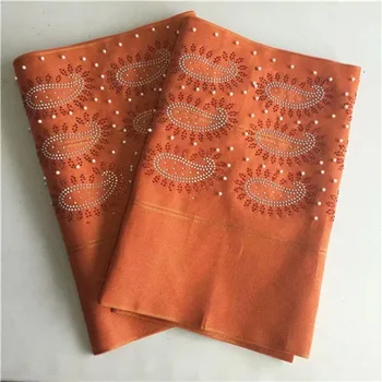 

nigerian gele headtie aso oke headtie with beads and stones burnt orange lace fabric african headties head wraps 2piece/lot