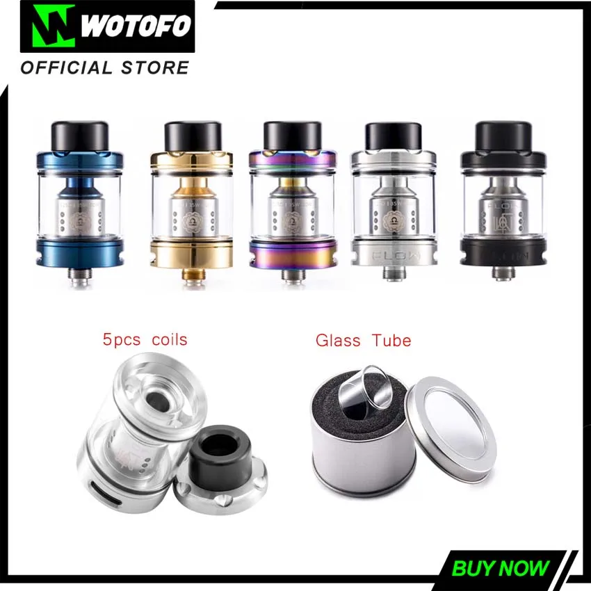 

Wotofo Flow Subtank 510 Thread Electronic Cigarette Atomizers with Flow Subtank Coil Glass Tube 2ml/4ml Capacity Tank Atomizer