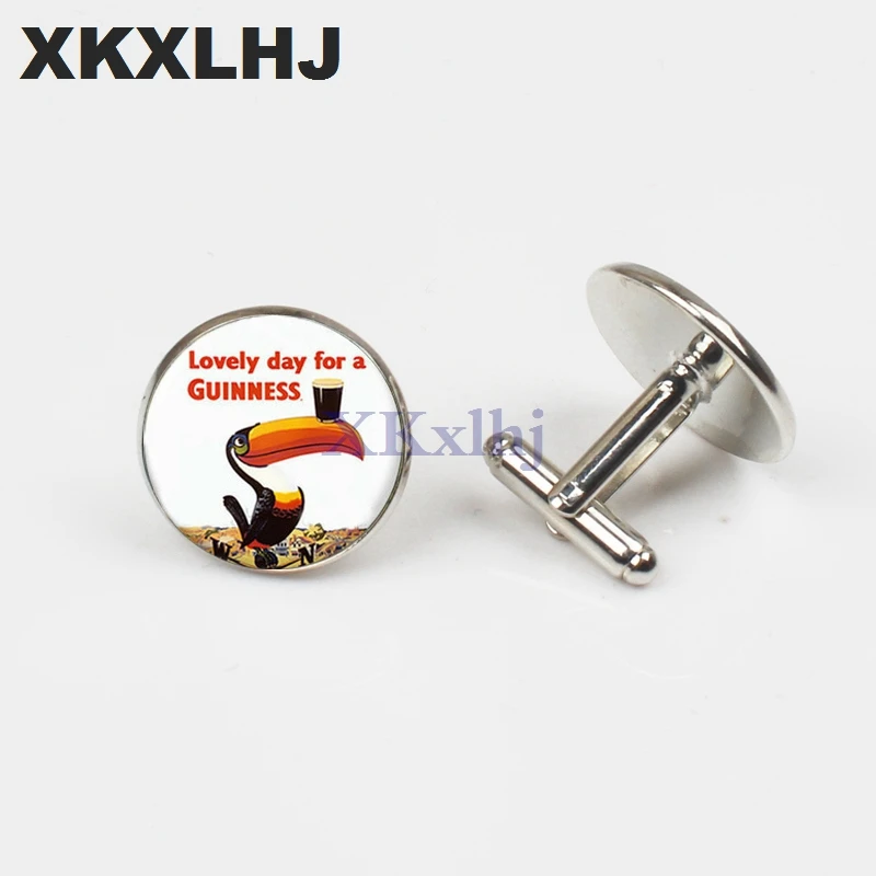 

XKXLHJ New Toucan Cufflinks Advertising Beer Cufflinks High Quality Silver Copper Round Fashion Men and Women Business Buttons