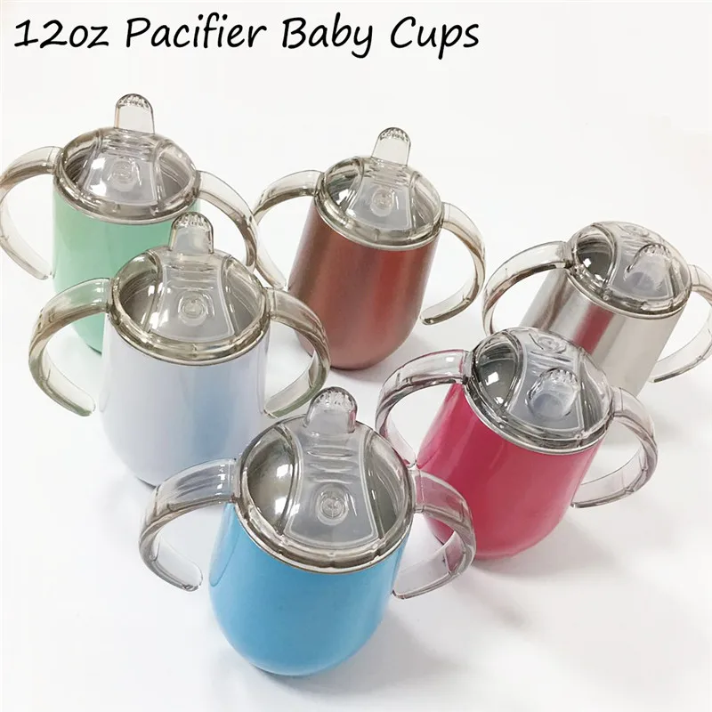 

12oz Pacifier Baby Cups 304 Stainless Steel Baby Water Bottles Egg Tumbler Glass Cups BPA Free Safe Insulated Kids Milk Thermos