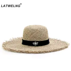 Новое модное украшение в виде пчелы, пляжные шляпы для женщин, женские дышащие крутые летние соломенные солнцезащитные шляпы, верхняя