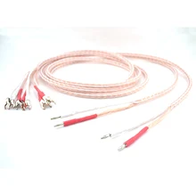 1Pair 3M OCC Bi Wire Speaker Wire Cable HiFi amp Rhodium Banana 2 banana to 4 spade