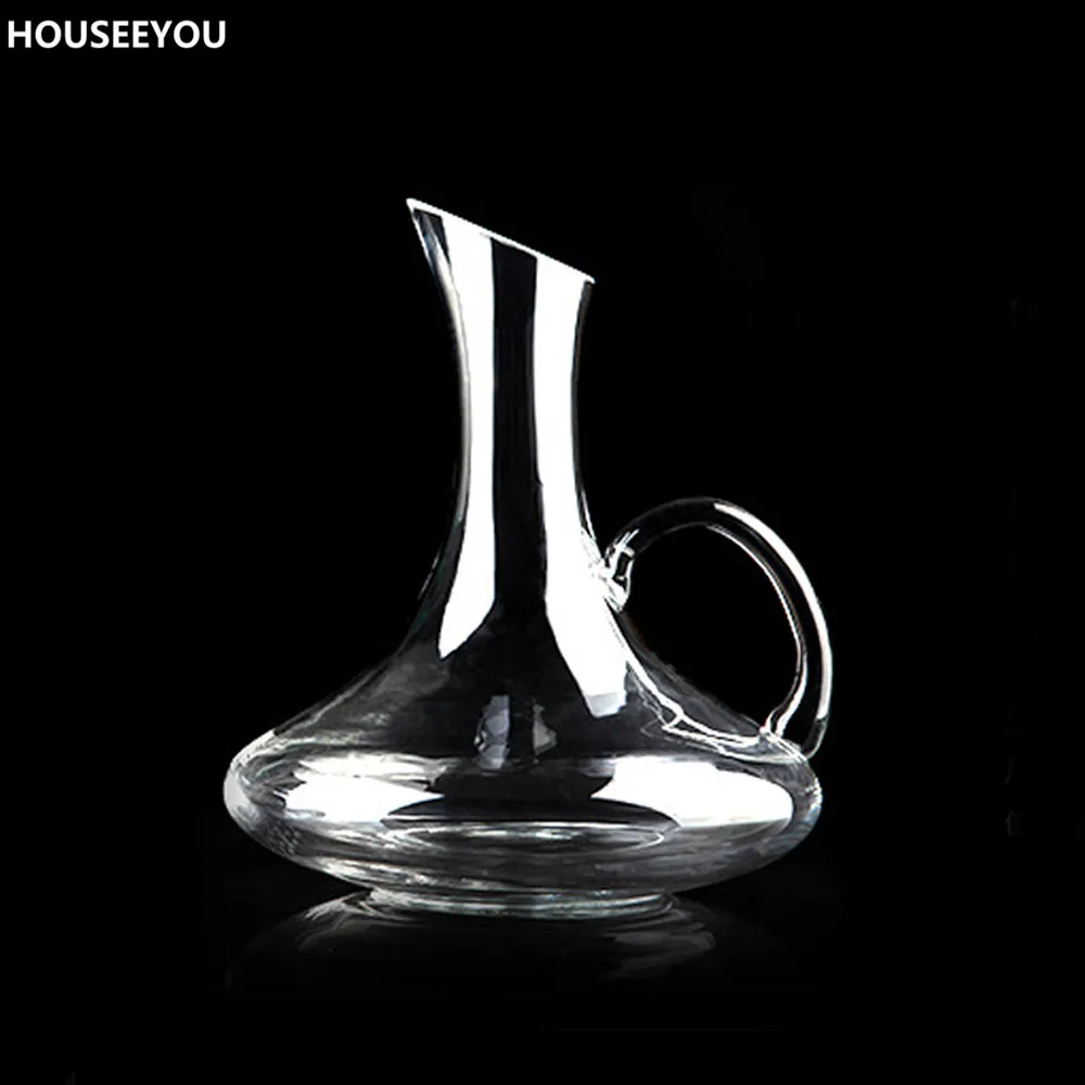 

High Quality 1900ml Glass Bevel Spout Wine Decanter Wine Dispenser Carafe with Handle Wine Bottle Home Bar Tool Barware Supplies