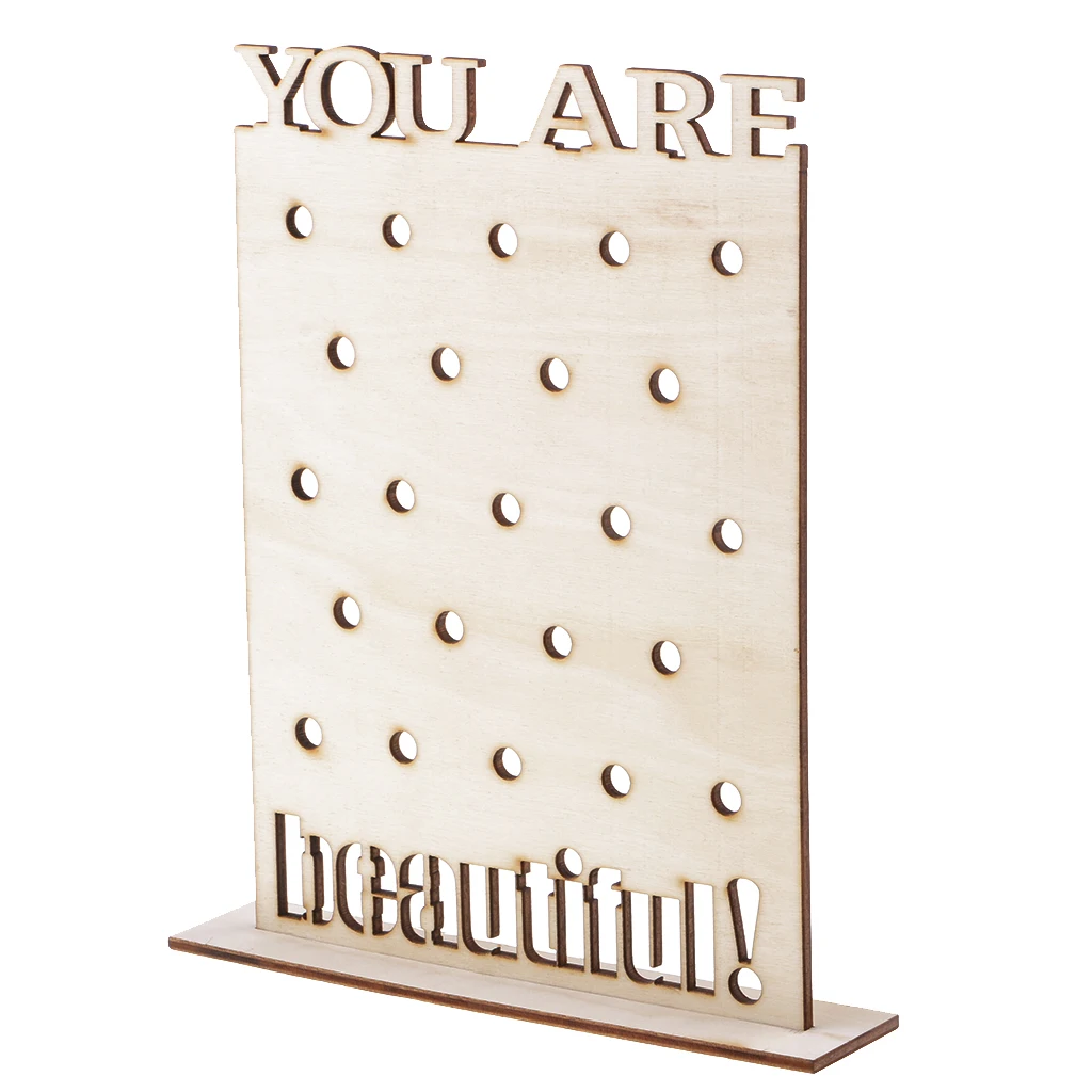 

23 holes Wood DIY Studs Earring Jewelry Stand Display Rectangle 14x19.5cm Organizer Holder