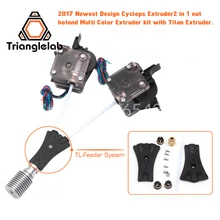 Trianglelab 3dprinter v6 cyclops kit de cabeça dupla, 2way em 1way out 2 em 1 fora tl-feeder bowden prometheus sistema com extrusor titan