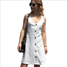 SUOGRY Hot New Style Sexy Strap Dress V Collar Back Tie Strap Single-Breasted Dress single breasted v neckline dress