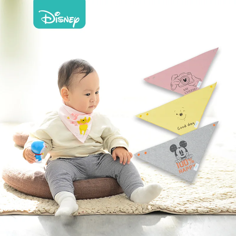 Disney baby saliva полотенце хлопковый нагрудник детский нагрудник с мультяшным принтом двойное треугольное полотенце детское слюнявное полотенце