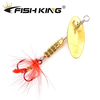 

FISH KING 4pcs/lot Spinner Bait 5.5g 3.5g 2.5g Fishing Lure Pike Bass Hard Baits Spoon With Feather Treble Hook Fishing Tackle