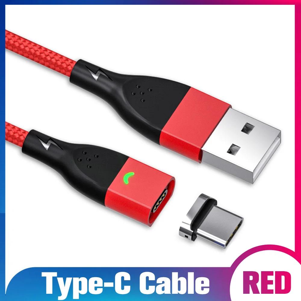 Ankndo магнитное зарядное устройство type C кабели для мобильных телефонов Быстрая зарядка type-c зарядный кабель для передачи данных USB C шнур быстрое зарядное устройство 3A провод - Цвет: Red Type C Cable