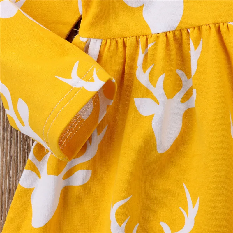 Baby Girls Dress Animal Appliques Cotton Vestidos Christmas Dress Princess Costume for Kids Clothes Long Sleeve Children Dresses