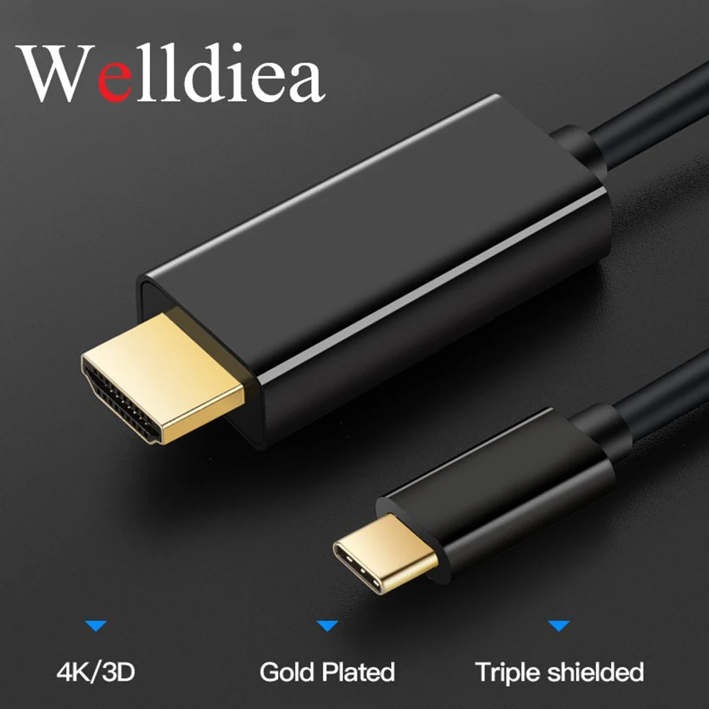 

Welldiea USB C HDMI Cable Type C to HDMI Thunderbolt 3 for MacBook Samsung Galaxy S9/S8 Huawei Mate 20 P20 Pro USB-C HDMI Adapte