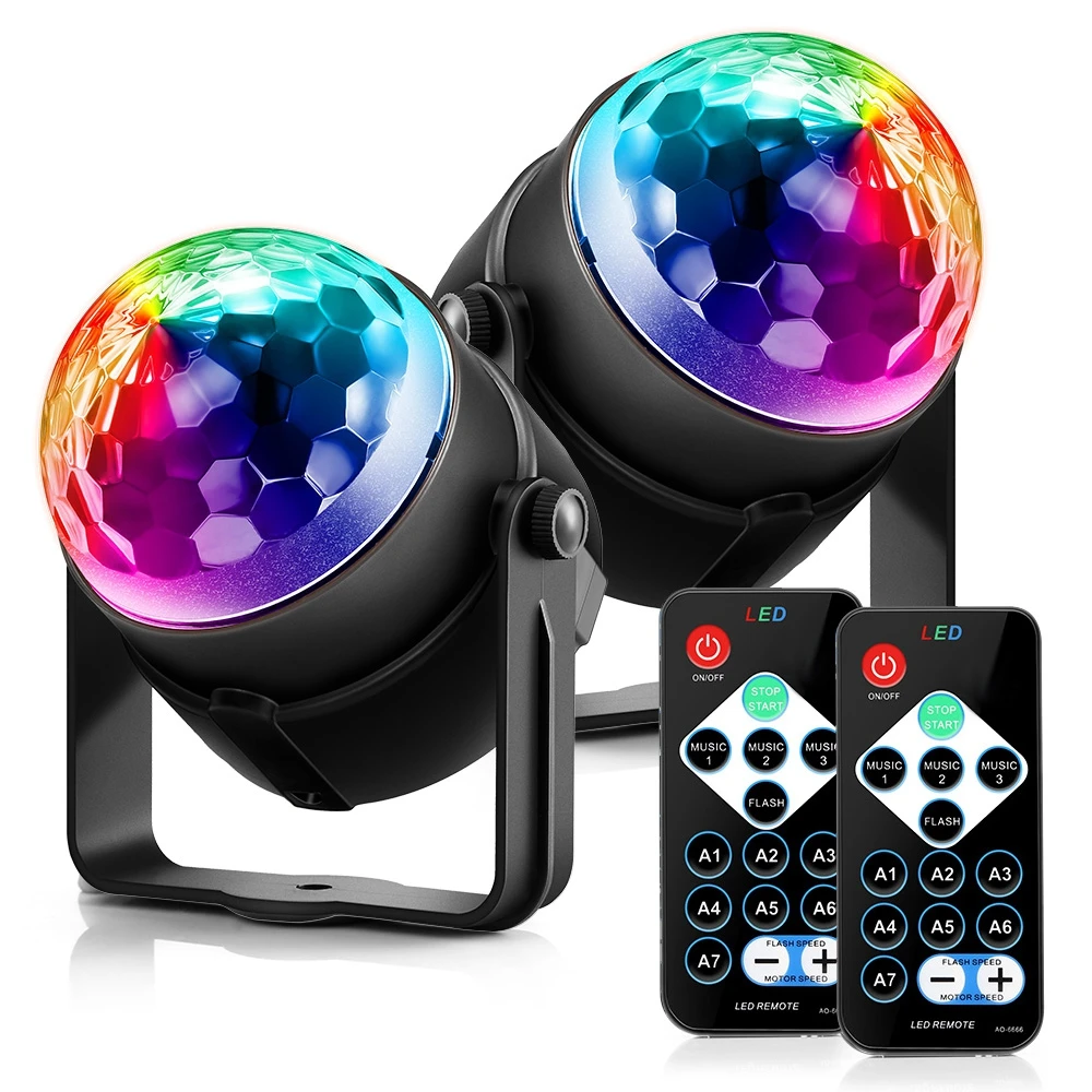 

2PCS Professional Party Light RGB LED Stage Lighting Disco Ball Light Effect Remote Controller Lamp Christmas KTV Party Light