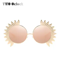 Два Oclock Винтаж готические солнцезащитные очки Для женщин Брендовая Дизайнерская обувь Круглый Объектив Солнцезащитные очки UV400 женская