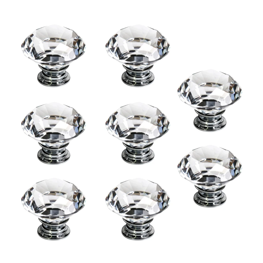 Ceny 8 X LS D3020 40MM krystalicznie czyste szkło diamentowe klamki szuflada szafki kuchennej gałki + śruba dekorowanie domu
