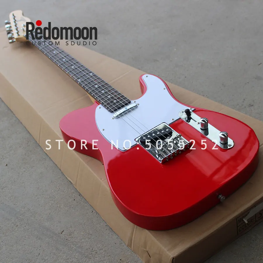 Заводская электрогитара Tele с розовым грифом красного цвета белый pickguard гриф музыкальный инструмент магазин