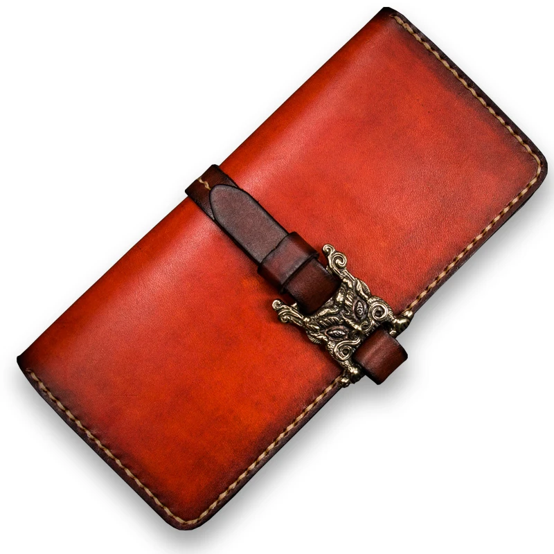 

Original hand-made calfskin wallets and coin purse Drawstrings open-closed three-dimensional relief lucky monsters men's wallet