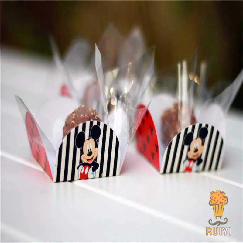 

50pcs/lot Mickey cupcake wrappers kids birthday party festival chocolate candy box baby shower forminhas para doces AW-0501