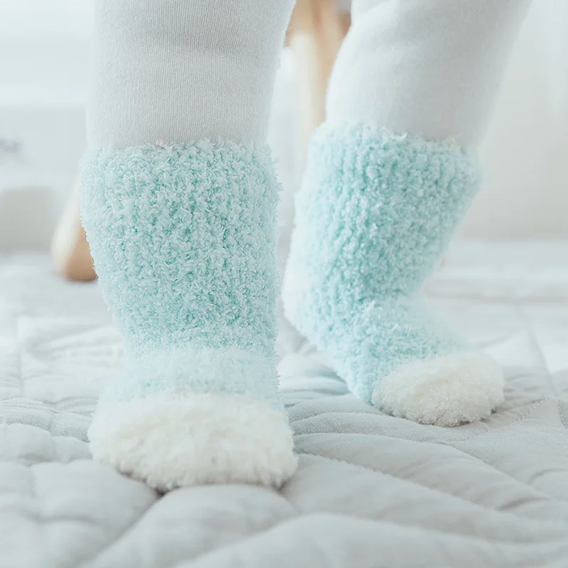 

6 Colors Winter Warm Cotton Soft Socks for Baby Girls Boys Infants Bebes Coral Fleece Skarpetki Kids Calcetines 1 Pair Sokken