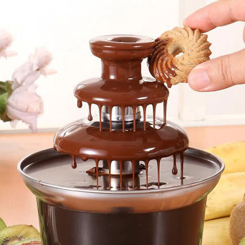 

220V 3 Tier Mini Heating Chocolate Fountains Household DIY Chocolate Waterfall Machine For Home Using Party