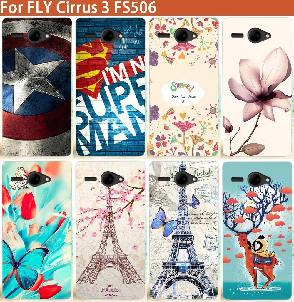 

Luxury 8 Patterns Colored Deer Eiffel Towers Superman Design Soft TPU Case For Fly Cirrus 3 FS506 5.0 Inch Cover Phone Sheer