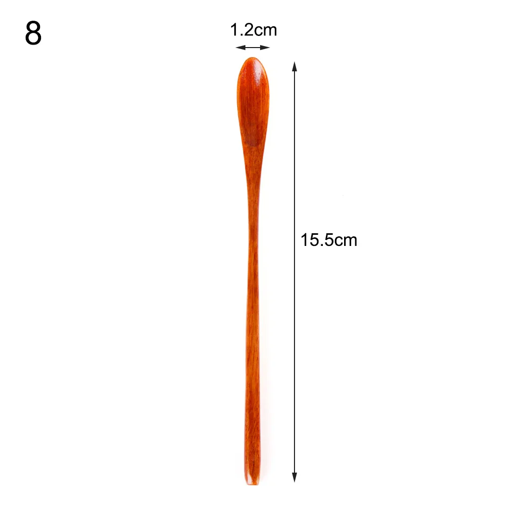 1 шт. новая кофейная Длинная Деревянная Ручка ложка обеденный суп предметы домашнего обихода посуда перемешивание медовые ложки для чая Nanmu цвет краски - Цвет: 8