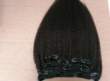 7A Virgin Brazilian Kinky Straight Clip In Human Hair Extensions 1B# 7Pcs 120g Clip on Hair Real Virgin Human Hair