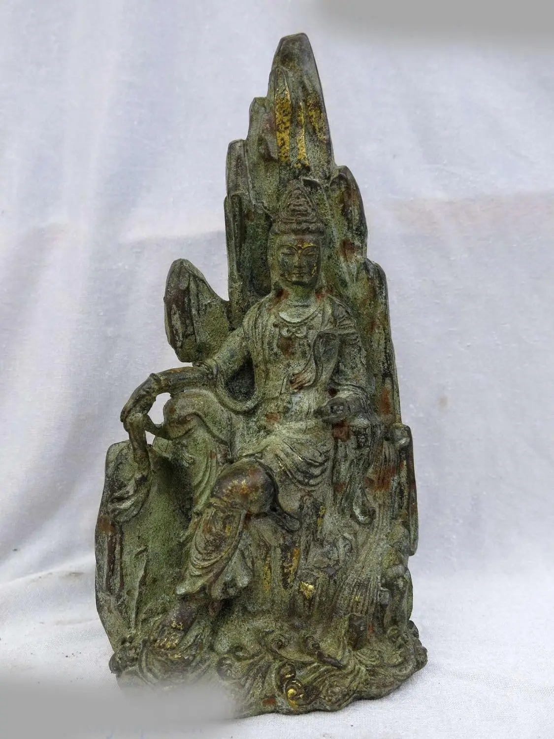 

DS China old bronze gild sculpture Avalokitesvara buddhism Kwn-yin buddha Statue