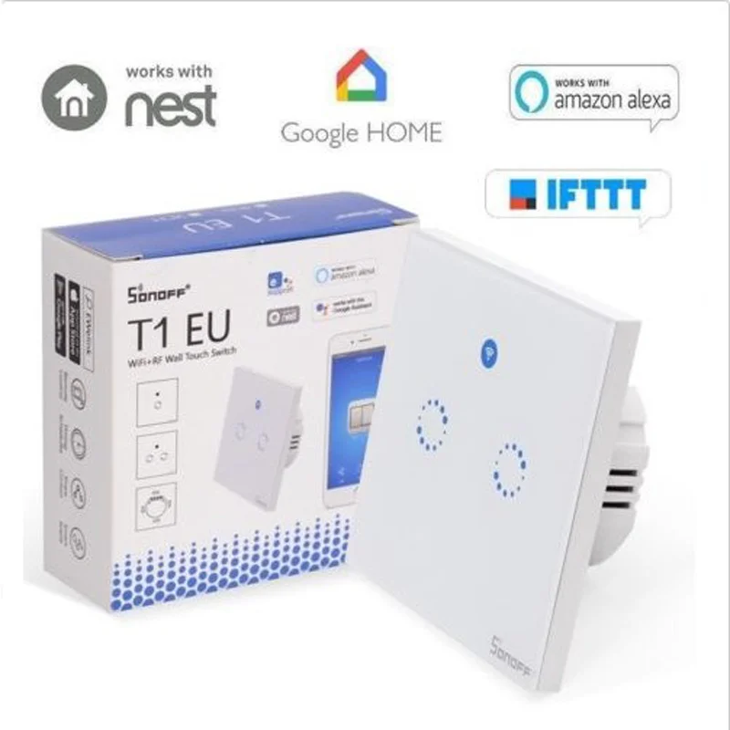 Sonoff T1 ЕС Умный дом Wifi настенный сенсорный светильник сенсорный/WiFi/433 RF/APP пульт дистанционного управления работает с Alexa Google Home