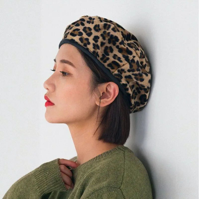 

oZyc Women French Style Vintage Leopard Print Wool Soft Winter Warm Beret Beanie Hat HAT