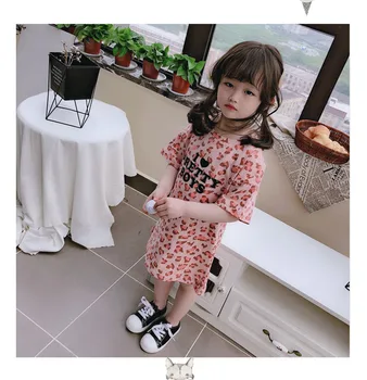

2019 New Summer Item Girl Pink Leopad Dress