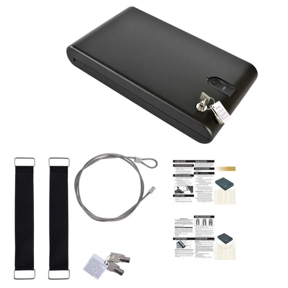 

OS120B Portable Pistol Box Scratch-type Fingerprint & Key Lock 2-in-1 Safety Box Valuables Jewelry Storage Case