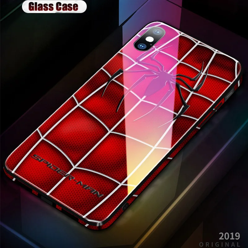 Marvel vengadores Capitán América luminosa de vidrio templado funda para teléfono para iPhone XS MAX XR 10 8 7 6 6 s plus Spiderman cubierta Ironman Marvel vengadores Capitán América luminosa de vidrio templado funda para teléfono para iPhone XS MAX XR 10 8 7 6 6 s plus Spiderman cubierta Ironman