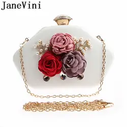 JaneVini 2019 новые Для женщин свадебные сумки цветами ручной работы со стразами и жемчугом вечерние сумка через плечо; сумка клатч невесты