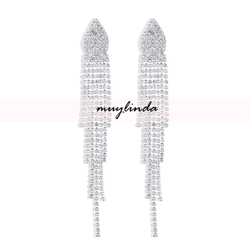 Muylinda Rhinestone кисточкой серьги Свадебные падение хрустальные серьги Свадебные украшения себе аксессуары для серег для Для женщин - Окраска металла: No.1